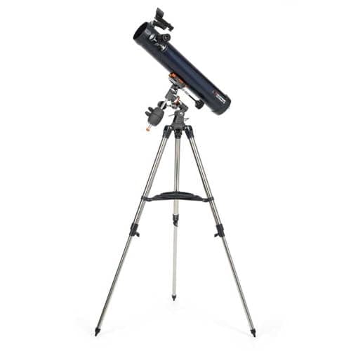 Image of Celestron 31035 AstroMaster 76EQ Newtonian Reflector Telescope - includes Two Eyepieces, Height-adjustable Tripod and Deluxe Accessory Tray, Dark Blue