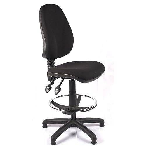 Image of LAB SPACE Chilli - High Back Draughtsman Chair Available in Black, Blue or Charcoal Fabric. High Office Chair., Crib 5 (Black)