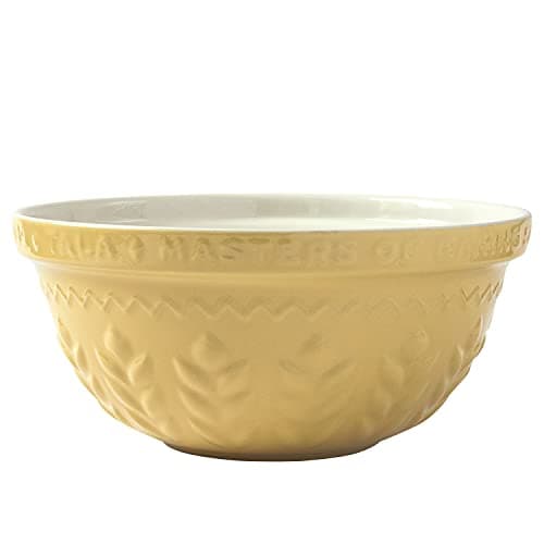 Image of Tala 10B31386 Yellow Stoneware Mixing Bowl, Embossed Corn Design, Durable, Chip-Resistant, Baking, 30cm