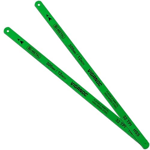 Image of Viganoc 30cm Hacksaw Replacement Blades Set, 12" Bi-Metal High Speed Steel Hack Saw Blade Sets - 32TPI HSS Saw Blades, 2 Pack