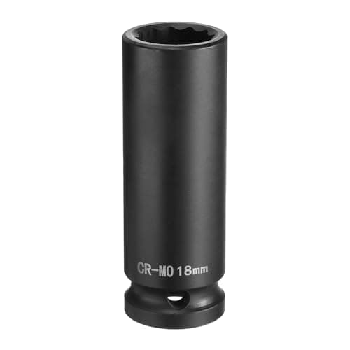 Image of sourcing map 12-Point Deep Impact Socket 1/2 Inch Drive 18mm Metric Chrome Molybdenum Alloy Steel Spindle Axle Nut Impact Socket