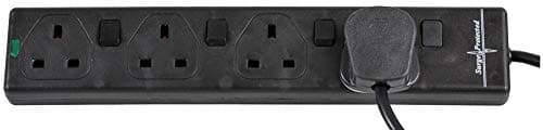 Image of pro elec PL15343 3 m Switched Surge Protected Extension Lead - Black