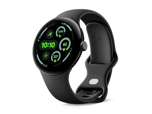 Image of Google Pixel Watch 3 (45 mm) Android smartwatch with heart rate tracking, advanced running from Fitbit, fitness insights, 24-hour battery, Matte Black Aluminium Case, Obsidian band, Wi-Fi (Renewed)