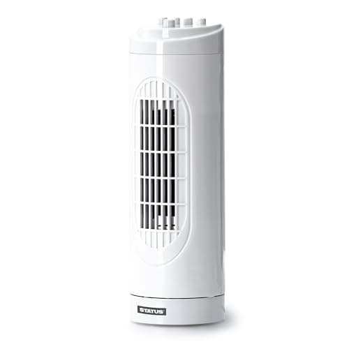Image of Status 14 Inch Tower Fan with 3 Speed Settings, Oscillating Slim Cooling Fan with Carry Handle for Bedroom, Living Room and Office, White (S15TOWERFAN1PKB)