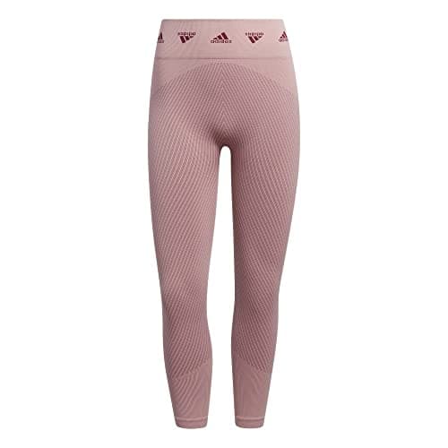 Image of adidas Women's Standard Training Aeroknit Branded 7/8 Tights, Legacy Burgundy/Wonder Mauve, X-Large