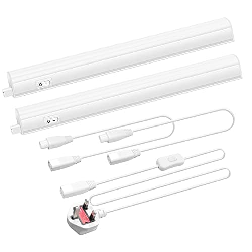 Image of Under Cabinet Kitchen Lights 2 Lamps, 4W Under Counter Lights 313MM, Under-Cabinet Light Hardwired with Power Plug and Switch, LED Kitchen Light for Under Units, Neutral White 4000K Lighting 2 Lamps