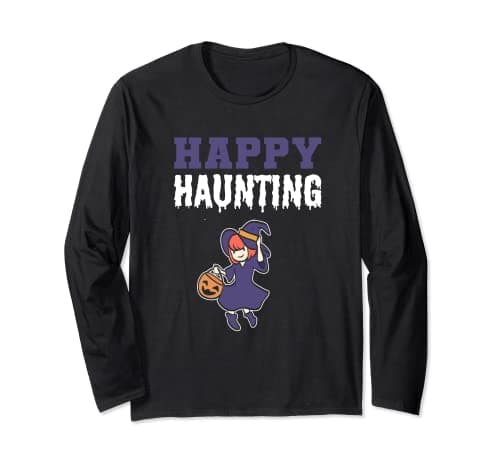Image of Happy Haunting Halloween Fan Long Sleeve T-Shirt