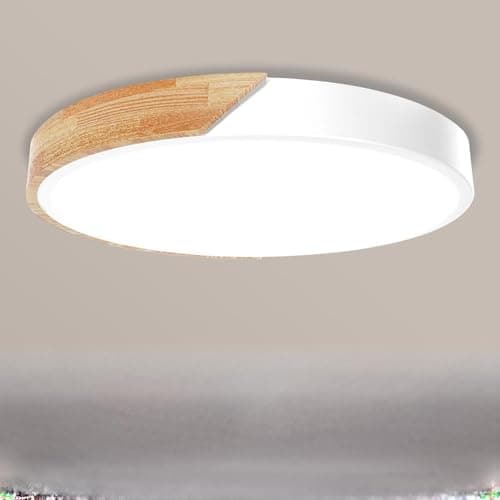 Image of Rravdst LED Ceiling Light Panel - 60W 6000LM, 3000K-4000K-6000K 3 Color Temperature, IP54 Waterproof Round LED Flush Mount Ceiling Light for Bedroom, Bathroom, Kitchen, Hallway, Ø30CM White