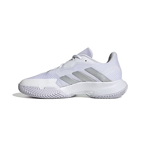Image of adidas Women's CourtJam Control Tennis Shoes, Cloud White/Silver/Cloud White, 5 UK