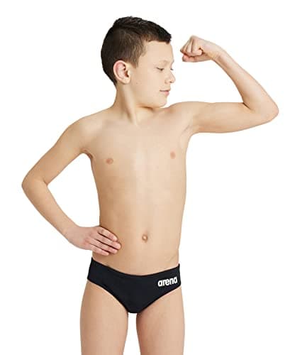 Image of ARENA Solid Team Junior Baby Swimsuit, Quick-Drying, MaxLife Fabric Swimming Trunks with Maximum Chlorine Resistance and UV 50+ Protection Black-White