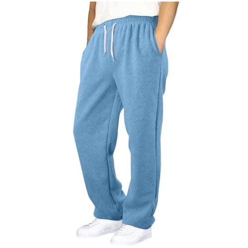 Image of Joggers for Men UK Tracksuit Jogging Bottoms Men’s Fleece Joggers Sweatpants with Pockets Trousers Gym Workout (Sky Blue, 13-14 Years)