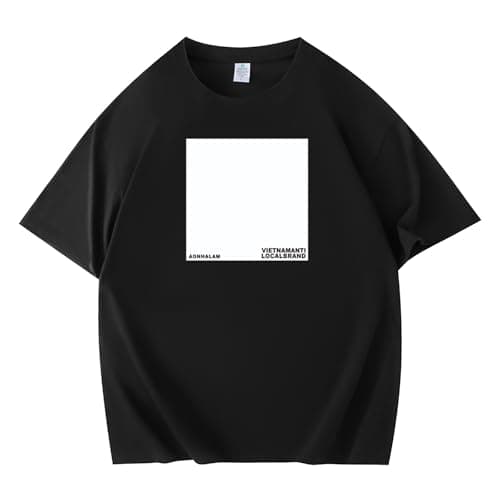 Image of Men's Letter Graphic Drop Shoulder T Shirts Casual Round Neck Tee Top (Black, XXL)