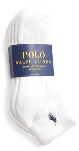 Image of Polo Ralph Lauren Mens Low Cut Socks (Sock Size 6-13, White 6 Pairs)