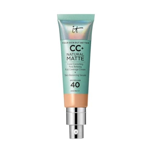Image of IT Cosmetics Full Coverage Foundation, Natural Matte, Made with Hyaluronic Acid, SPF 40 Protection, Your Skin But Better CC+, Shade: Medium, 32ml