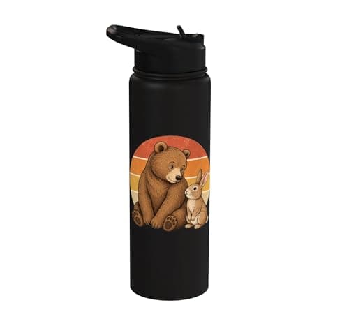 Image of Bear and Bunny Best Friends Cute Animal Friendship Stainless Steel Insulated Water Bottle