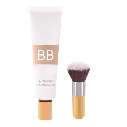 Image of BB Blur Tinted Moisturizer Spf 30, BB Cream Tinted Moisturiser for Mature Skin With Brush, With Hyaluronic Acid, Semi-Matte Sheer-To-Medium Coverage, Light for All Skin Types (Light skin)