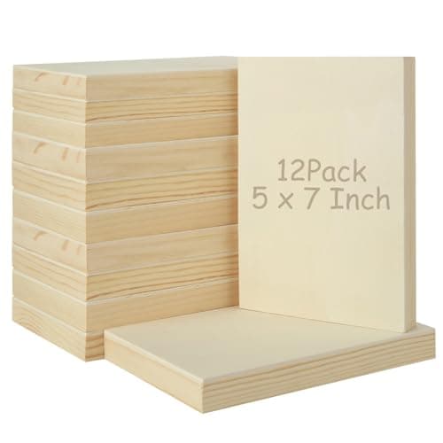 Image of YAYODS 12 Pack Wood Canvas 5 x 7 Inch Wooden Panels Canvas Board for Painting, Wood Panels for Art Crafts Acrylic and Oil Painting Pouring DIY Projects