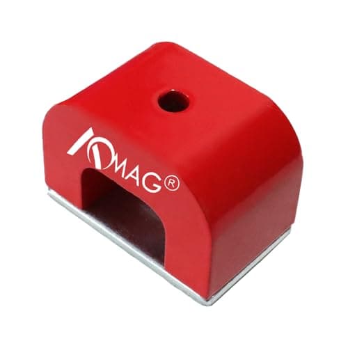 Image of 25 lbs Red Cast Horseshoe Strong Alnico Magnets,Powerful U Shaped Magnet with Keeper for Experiments, Construction, Fishing or Doing Velvet Nail