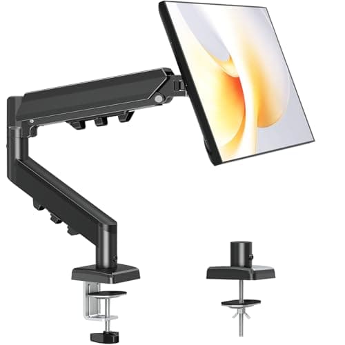 Image of MOUNTUP Single Monitor Arm Desk Mount for 13-32 Inch Screens, VESA 75/100mm and up to 9KG, Adjustable Gas Spring Computer Monitor Stand with Clamp/Grommet Mounting Base, EU8015B