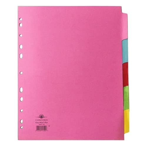 Image of Concord Divider 5-Part A4 Extra Wide Pastel Colours 71399/J13 (Pack of 4)