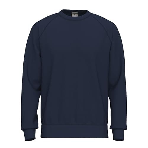 Image of SoftSpun Sweatshirt for Men UK | 100% Original Plain Raglan Mens Crew Neck Terry Cotton Sweatshirts Jumpers for men | Year-Round Men's Sweatshirts No Hood for Casual, Work and Gym Navy Blazer