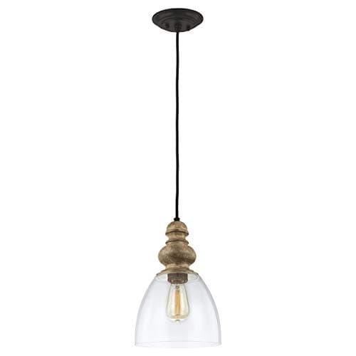 Image of 1 Bulb Ceiling Pendant Light Fitting - Driftwood/Dark Weathered Zinc - LED E27 60W Bulb