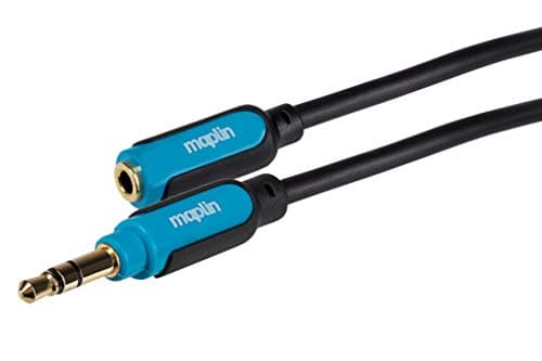 Image of Maplin 3.5mm Aux Stereo 3 Pole TRS Jack Plug to 3.5mm Female Jack Extension Cable 1.5m