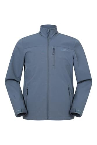 Image of Mountain Warehouse Grasmere Mens Softshell Jacket - Water Resistant Raincoat, Breathable Mens Coat, Lightweight Jacket, Bonded Fabric - Best For Spring Summer Blue M