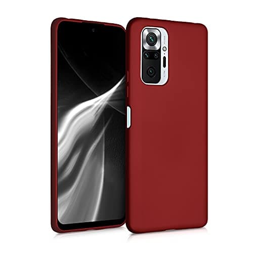 Image of kwmobile Case for Xiaomi Redmi Note 10 Pro Case - Soft Slim Metallic TPU Silicone Cover - Metallic Dark Red