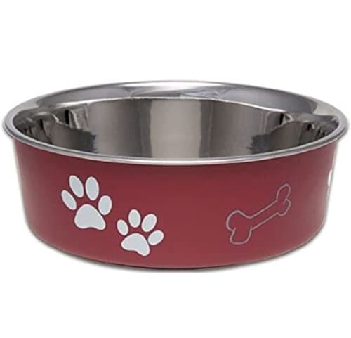 Image of Loving Pets Stainless Steel Bella Dog Bowl Non-Slip Dishwasher Safe & Bacteria Resistant Metallic Pet Dish - Merlot - Small (426 ml)