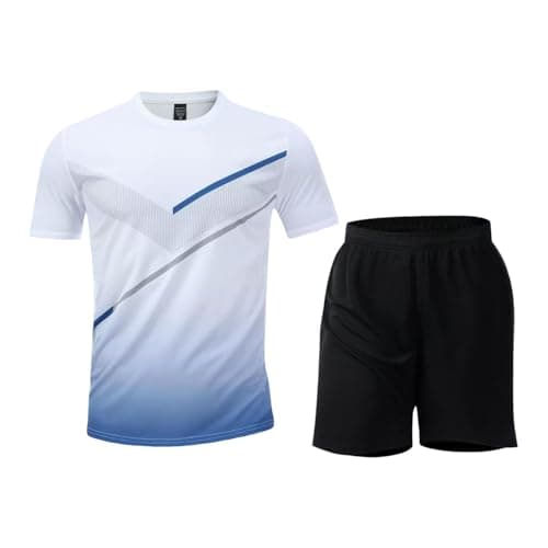 Image of Mens Shorts and T Shirt Sets Polo,Men's Quick Drying Sports Suit Short Sleeved Shorts Breathable Outdoor Running Clothes Fitness Training Clothes