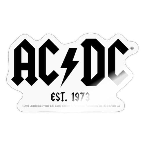 Image of Spreadshirt AC/DC Black Logo Est. 1973 Sticker Size S (10 x 10 cm), 10 x 10 cm, Transparent Glossy
