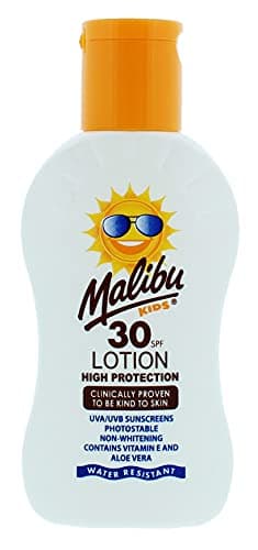 Image of Malibu Kids SPF 30 Lotion, High Protection Sun Cream for Children, Water Resistant Moisturising Sunscreen with Vitamin E and Aloe Vera, 100ml