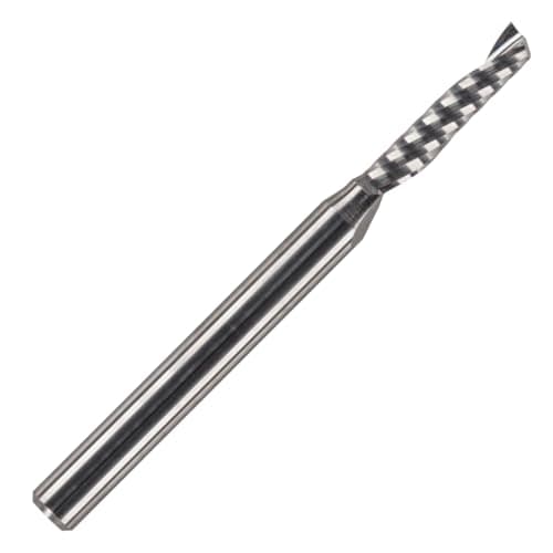Image of Rennie Tools - 2.5mm Cutting Diameter x 12mm Flute x 1/8" Shank Single Flute (O Flute) Solid Carbide Up Cut Spiral Router Cutter Bit For ACM Aluminum Acrylic PVC MDF Plastic Endmill/End Mill