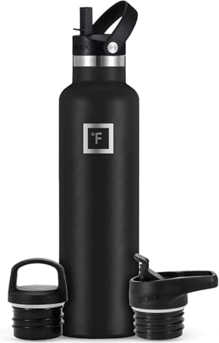 Image of IRON °FLASK Insulated Water Bottle with Straw Lid Narrow - 710ml (3 Lids) Cold 24hrs & Hot 12hrs Drinks Double-Walled Stainless Steel Metal Leakproof Travel Sports Gym Camping & Hiking Hydration Flask