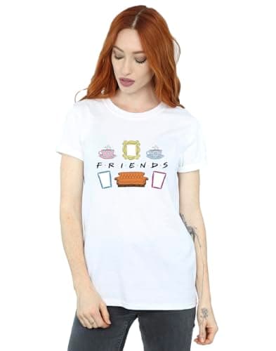 Image of Absolute Cult Friends Women's Couch Lounging Boyfriend Fit T-Shirt White Small