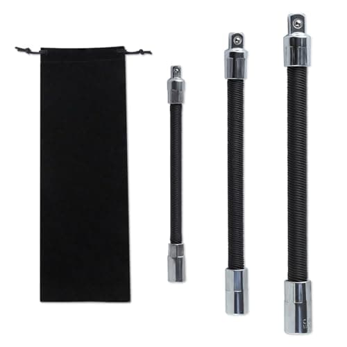 Image of LEONTOOL 3Pcs Flexible Extension Bar Set 1/2-Inch 1/4-Inch 3/8-Inch Drive Flexible Socket Extension Bars Flexible Socket Extension Cables, Metal Extensions with Flexible Shafts Hand Tool Set