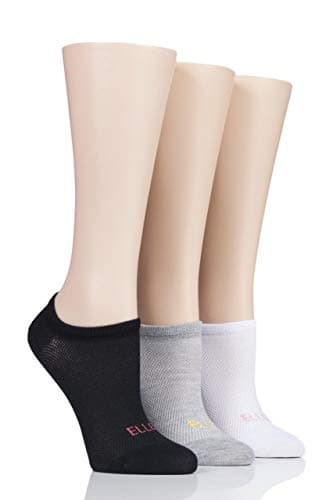 Image of ELLE Ladies 3 Pair Sport Mesh Bamboo No Show Socks (4-8, Black/Grey/White)