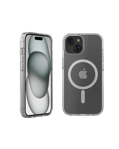 Image of Belkin SheerForce MagSafe Compatible Phone Case for iPhone 15 with Treated Coating, iPhone Cover with Built-In Magnets, Clear iPhone 15 Case with Raised Edge Bumper for Screen & Camera Protection