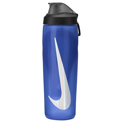 Image of Nike Refuel Bottle Locking Lid 24oz 709 ml Water Bottle Sports Bottle Training Fitness Leakproof, Game Royal/Black/Silver Iridescent