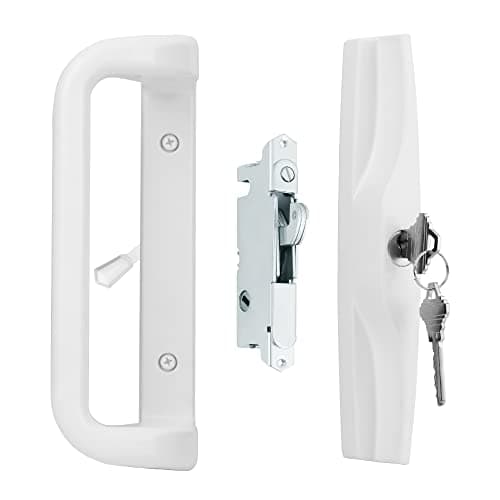 Image of House Guard White Patio Door Handle Set with Cylinder Lock,Suitable for Replacement Sliding Patio Doors Lock 3-15/16”Screw Hole Spacing.Choices That Add a Unique to Your Patio Glass Sliding Door.