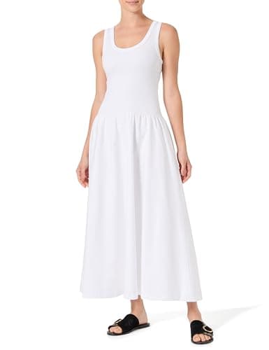 Image of GANT Women's Midi Jersey Woven Combo Dress, White, XXL