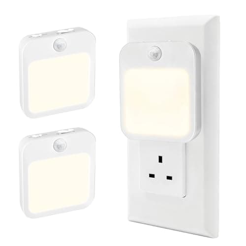 Image of Night Light Plug in Wall,(2 Pack) Dusk to Dawn Sensor,Warm Light Design with Adjustable Brightness,ON/Off/AUTO Modes,Intelligent Sensing.Night Light for Baby, Hallways, Stairs, Bedrooms, Kitchens