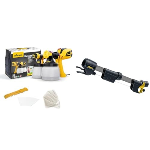 Image of Wagner 2361756 Handle Extension for high Ceilings, Walls or Floors, 60 cm, Black + Wagner Universal Sprayer W 590 FLEXiO - Electric Paint Sprayer for Wall & Ceiling/Wood & Metal Paint
