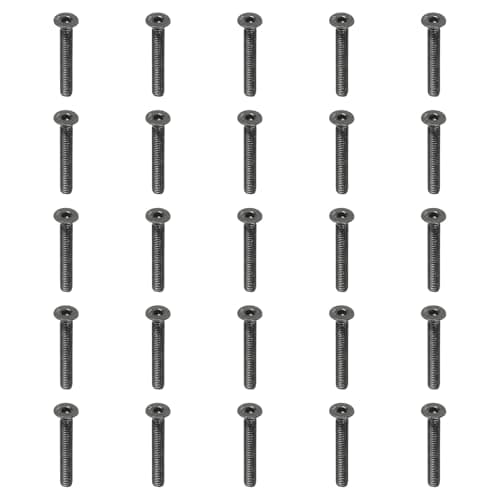 Image of PATIKIL M3 x 20 mm Flat Head Socket Cap Screws, 50 Pack Flat Countersunk Bolts Medium Carbon Steel Hex Socket Drive Machine Screws Full Thread Black Oxide Grade 10.9