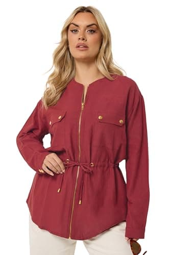 Image of Yours Curve Linen Shacket - Women's - Plus Size Curve