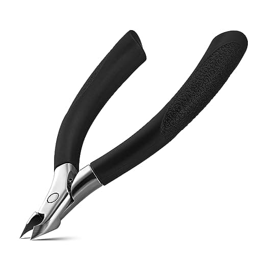 Image of FVION Cuticle Trimmer – Professional Nippers, Rubber Coated Handle Manicure Tools – Stainless Steel Cuticle Cutter for Nails (5mm), Black