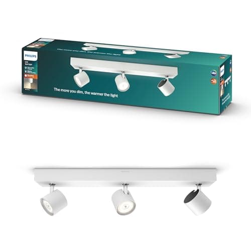 Image of Philips Star LED Spotlight, 3 x 4.5W, Instant Start, WarmGlow, Dimmable Spotlight with EyeComfort, Easy to Install Ceiling Lamp, White