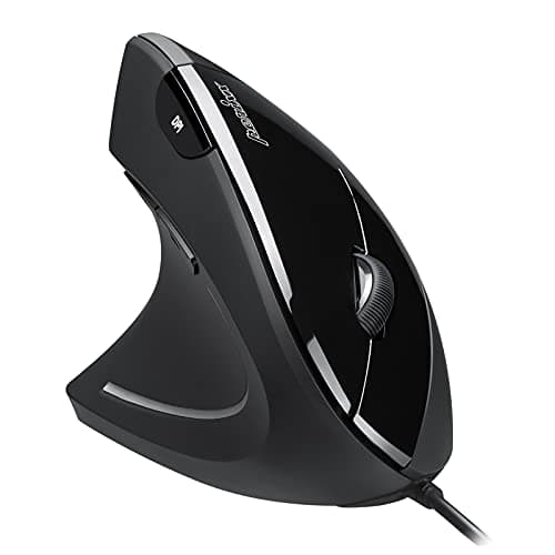 Image of Perixx PERIMICE-513L Left-Handed Wired Vertical Mouse with 6 Buttons and 2 Adjustable Level DPI, Black, 11516