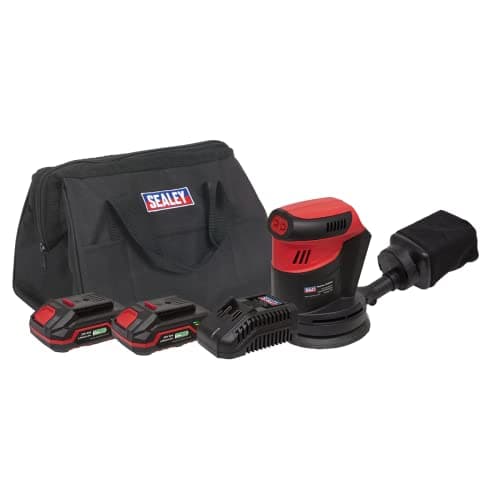 Image of Sealey CP20VOSKIT 20V Ø125mm Cordless Orbital Palm Sander Kit - 2 Batteries